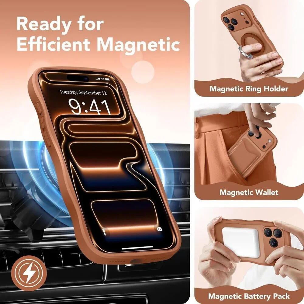 Women Dark Orange Iphone 17 Pro Max Case Full Camera Protection Mag Safe